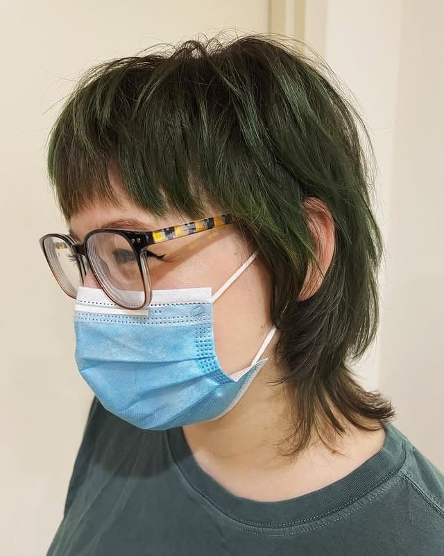 3. Deep Forest Green Shaggy Pixie Mullet - Shaggy Haircuts