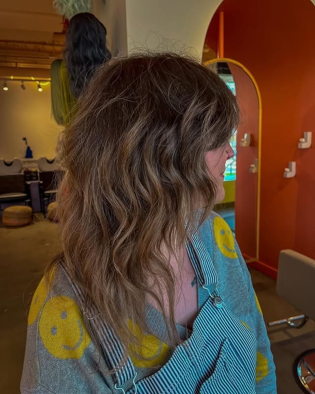 4. Long Mushroom Brown Shag with Natural Waves - Shaggy Haircuts