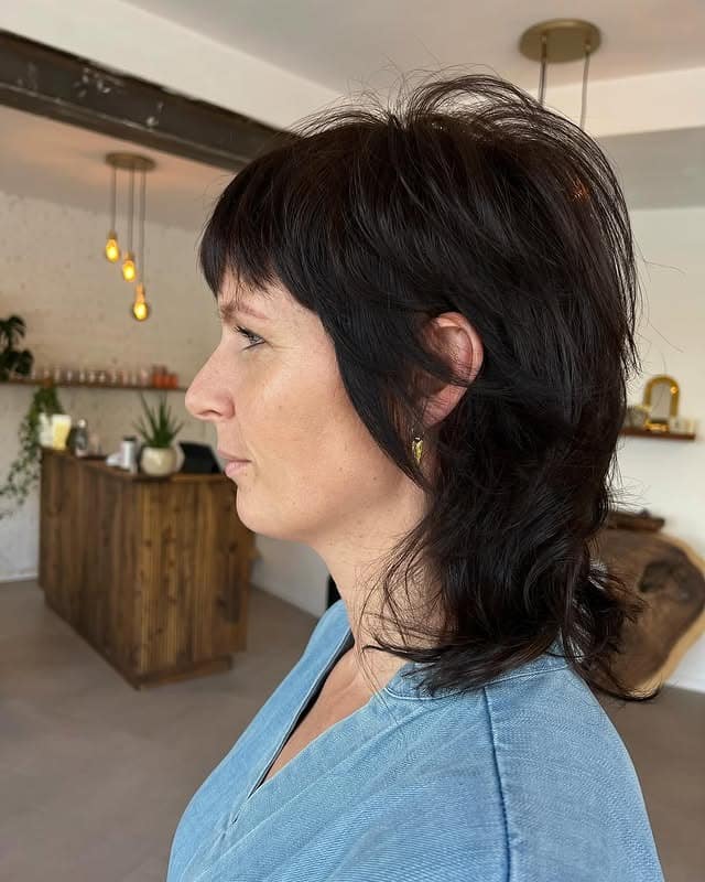 9. Layered Black Shag with Tapered Ends - Shaggy Haircuts