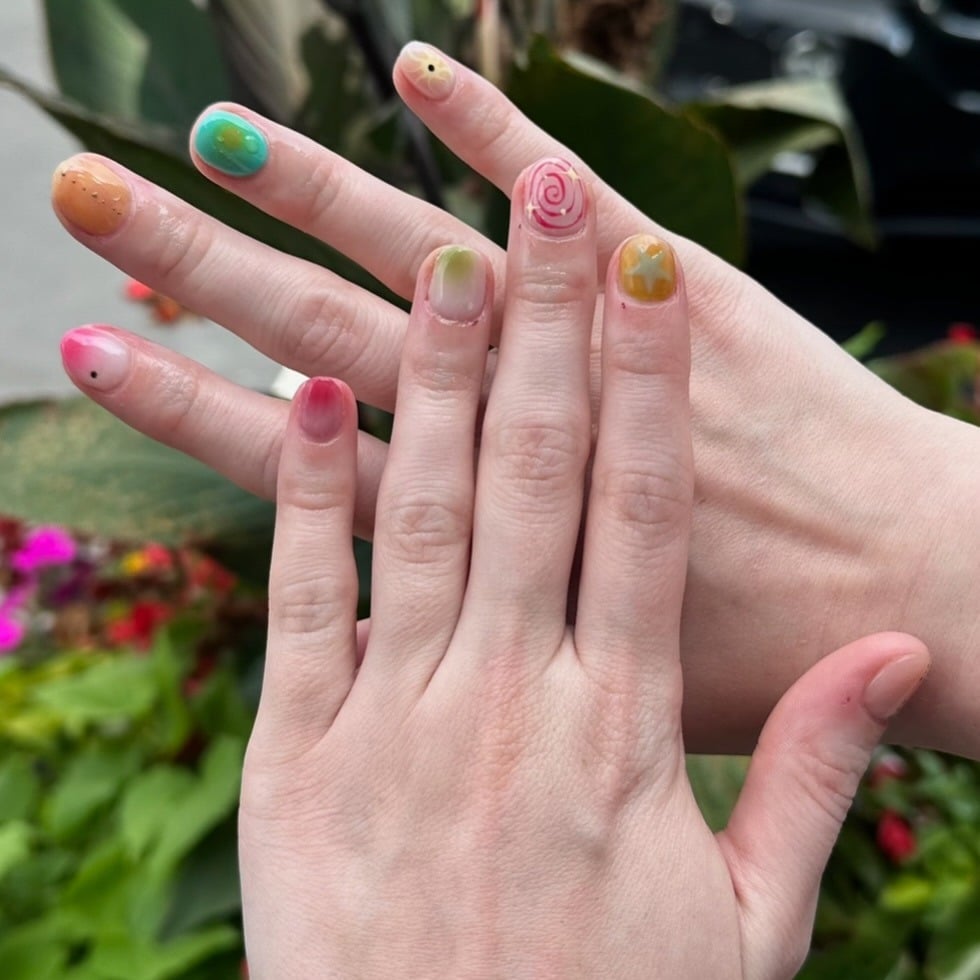 15. Pastel Candy Art Short Dip Nails - dip nail ideas