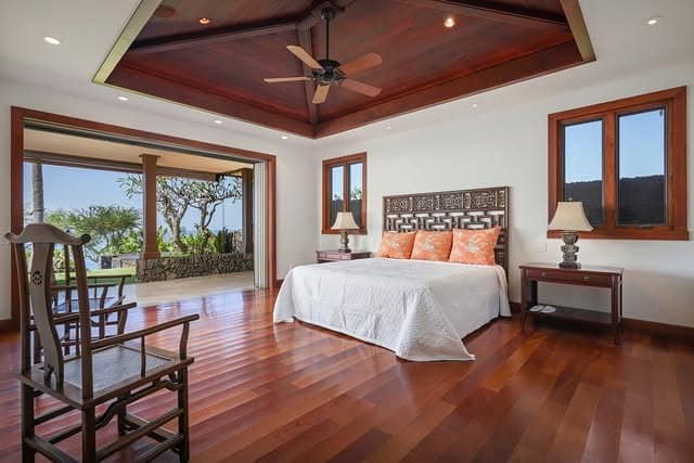 1. Open-Air Hawaiian Bedroom with Rich Mahogany and White Palette - hawaiian bedroom ideas