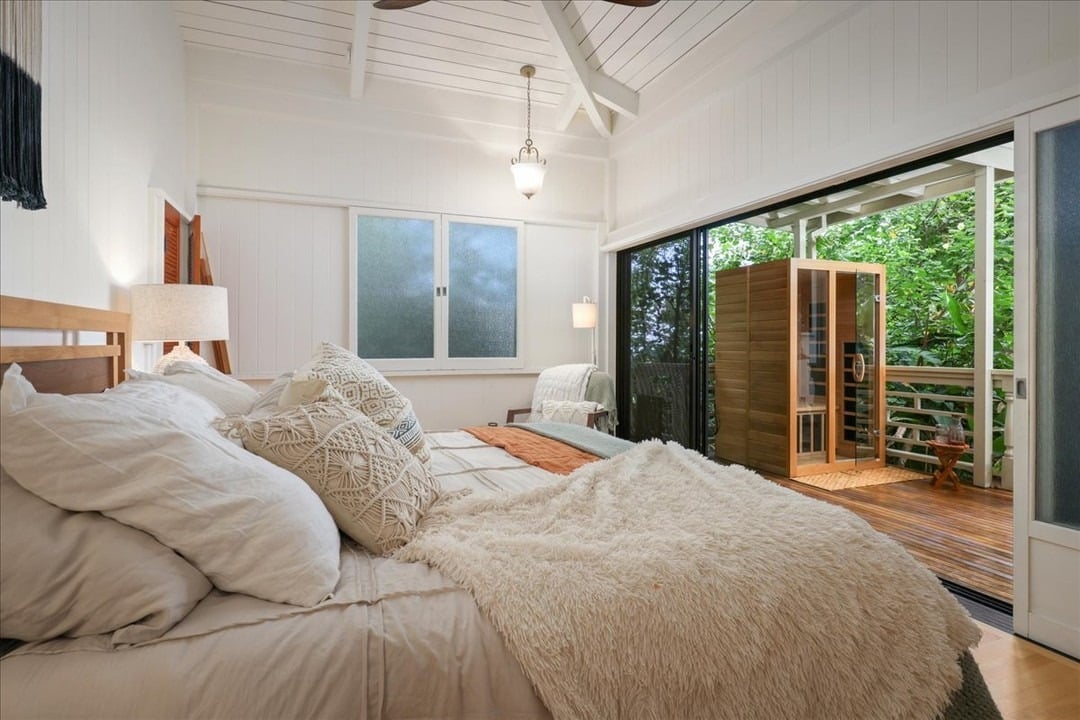 14. Indoor-Outdoor Hawaiian Retreat with White and Sandy Beige Layers - hawaiian bedroom ideas