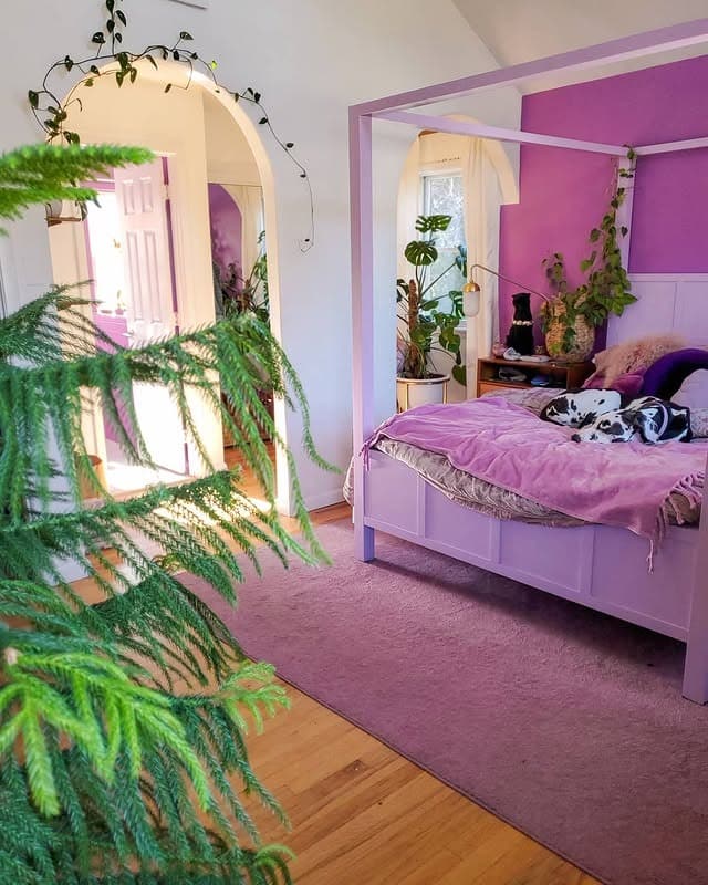 4. Lavender Cottage Bedroom with Botanical Decor Accents - lavender bedroom ideas
