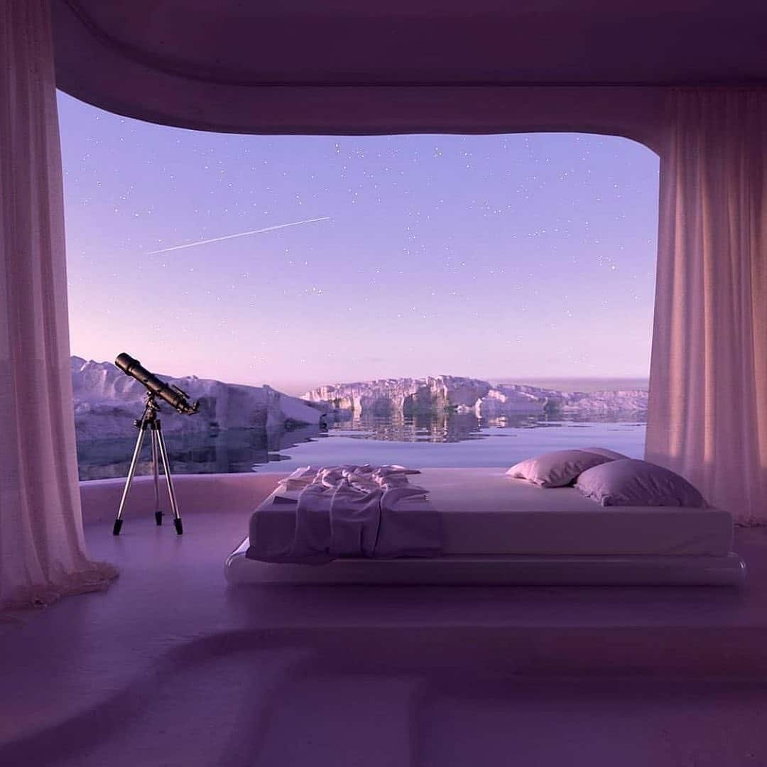 5. Dreamy Lavender Bedroom with Panoramic View Concept - lavender bedroom ideas