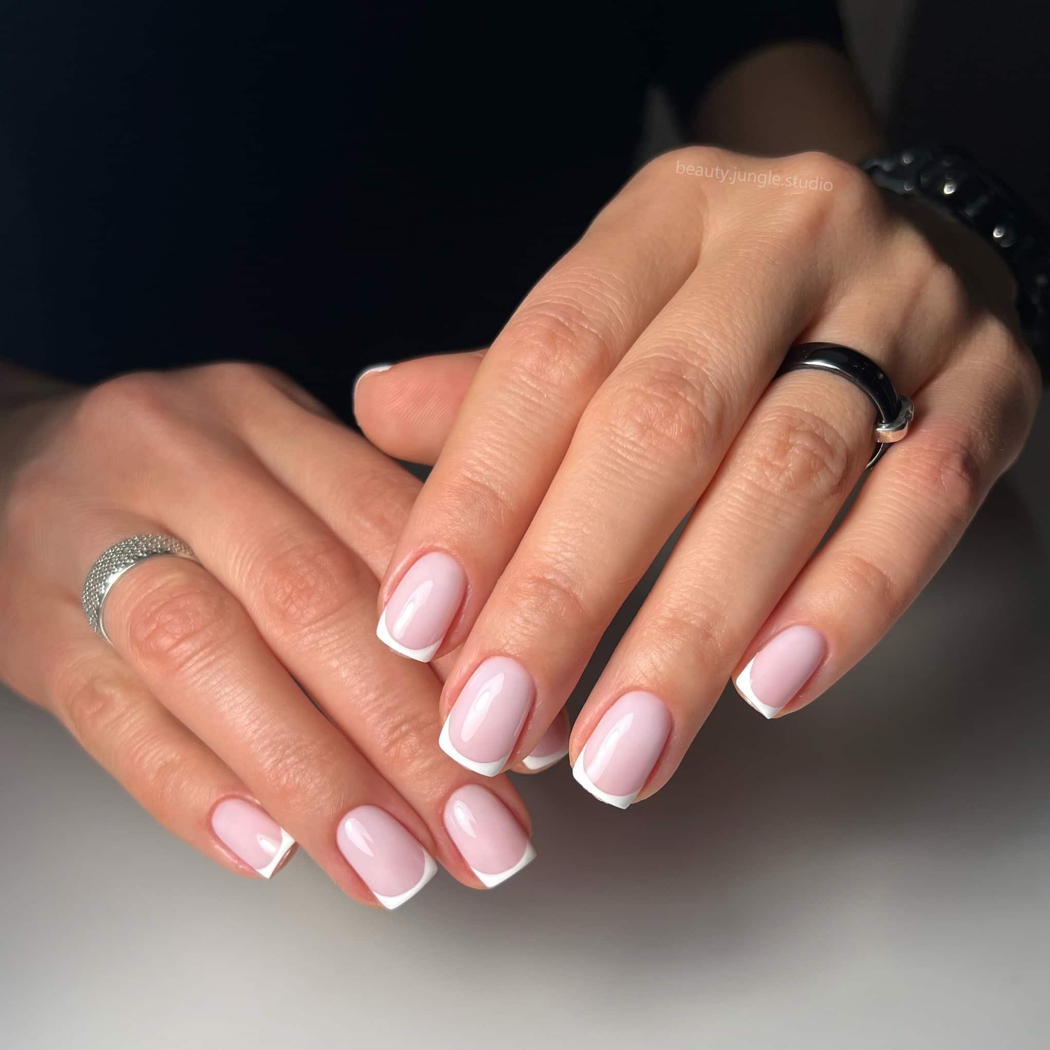 3. Classic Soft Pink Square French Nails - elegant nail ideas