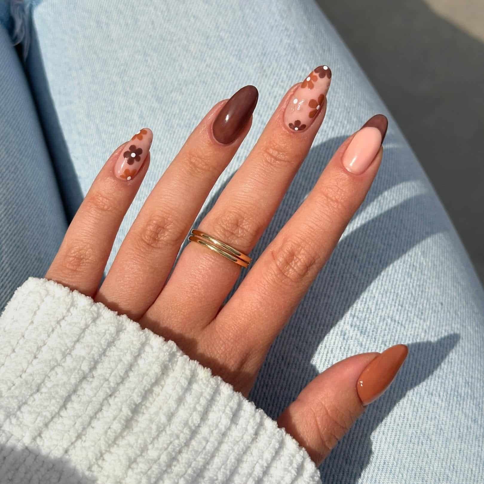 18. Encapsulated Floral Nails with Pink and Green Botanical Details - floral nail ideas