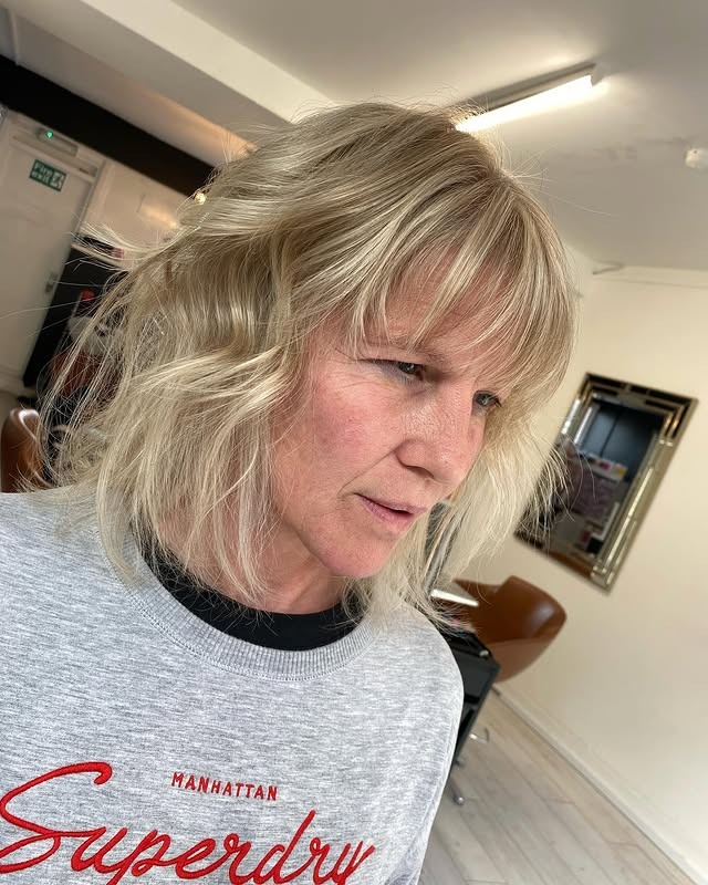 12. Soft Beige Blonde Choppy Shag Lob - Choppy Shaggy Haircuts