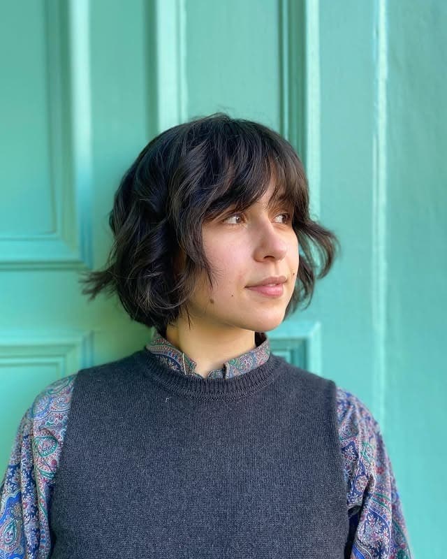 15. Dark Chocolate Wavy Choppy Shag Bob - Choppy Shaggy Haircuts