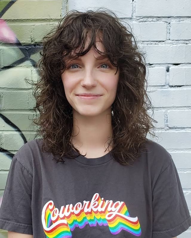 16. Espresso Brown Curly Choppy Shag - Choppy Shaggy Haircuts