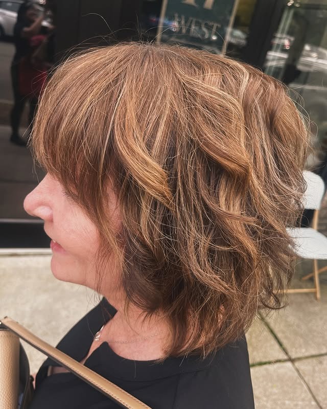 2. Caramel Ribbon Shaggy Bob - Shaggy Bob Haircuts