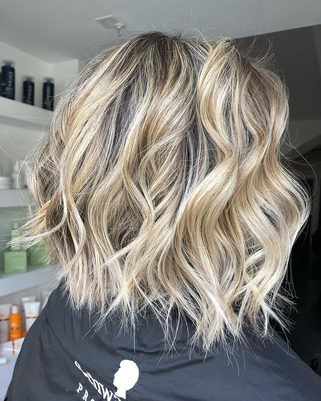 5. Beige Blonde Shaggy Bob Balayage - Shaggy Bob Haircuts