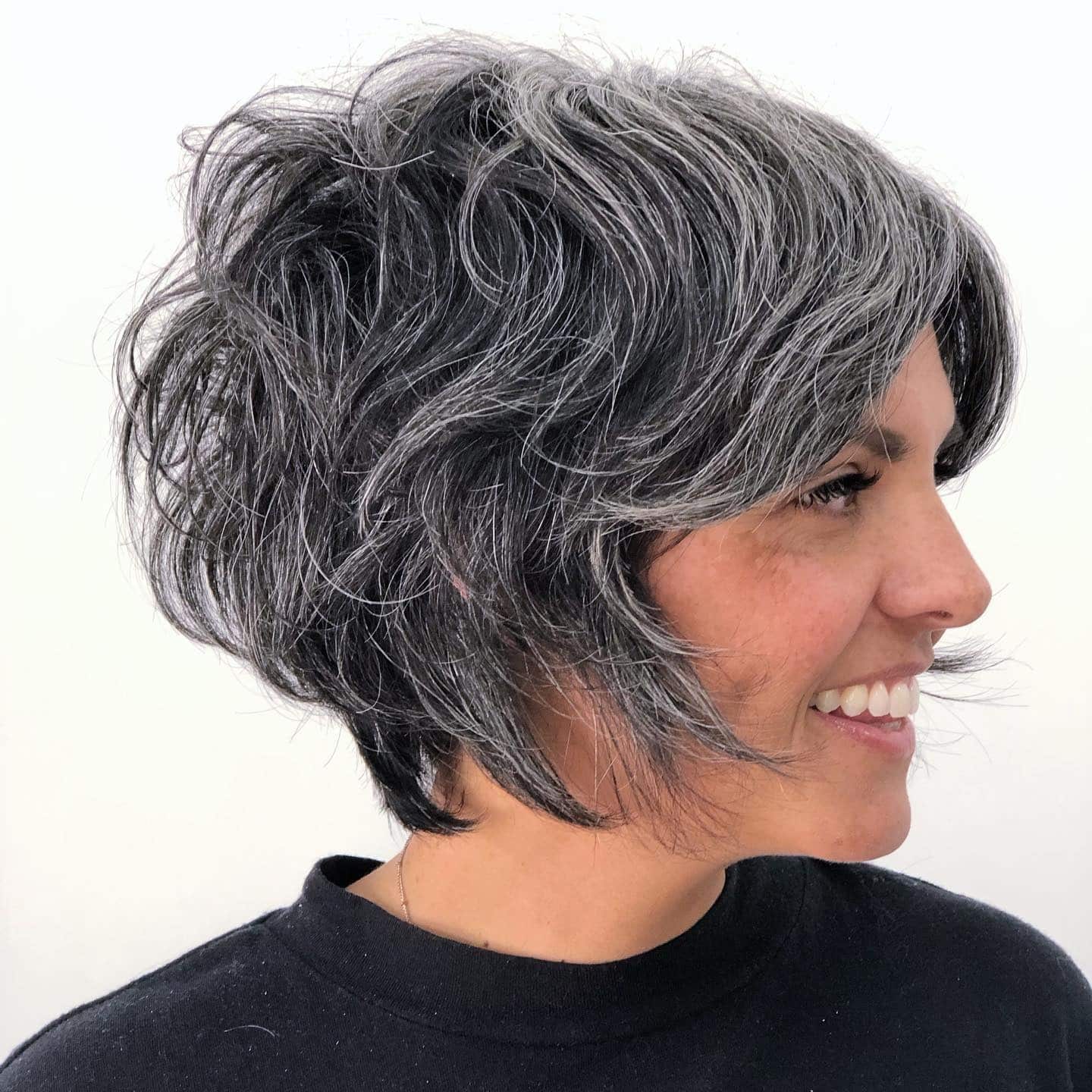 10. Silver Gray Textured Shaggy Bob - Shaggy Bob Haircuts
