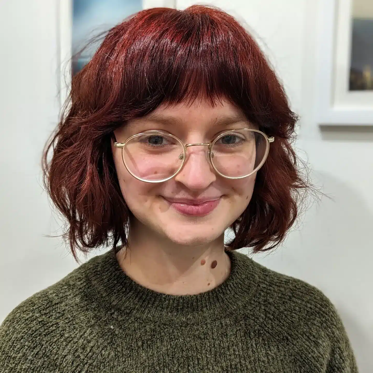 11. Deep Burgundy Shaggy Bob with Micro Fringe - Shaggy Bob Haircuts