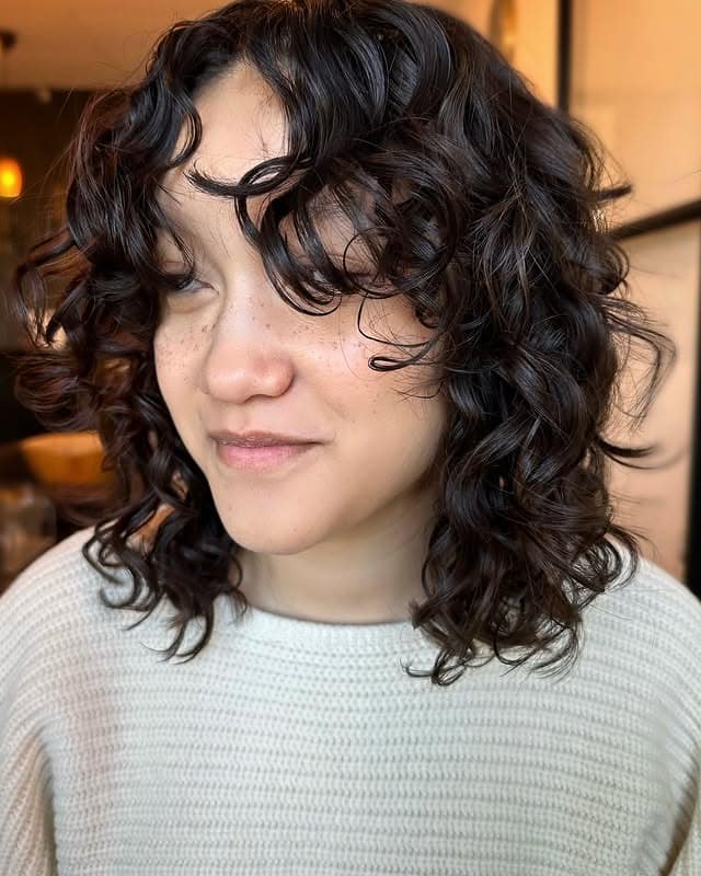 22. Dark Espresso Curly Shaggy Bob - Shaggy Bob Haircuts