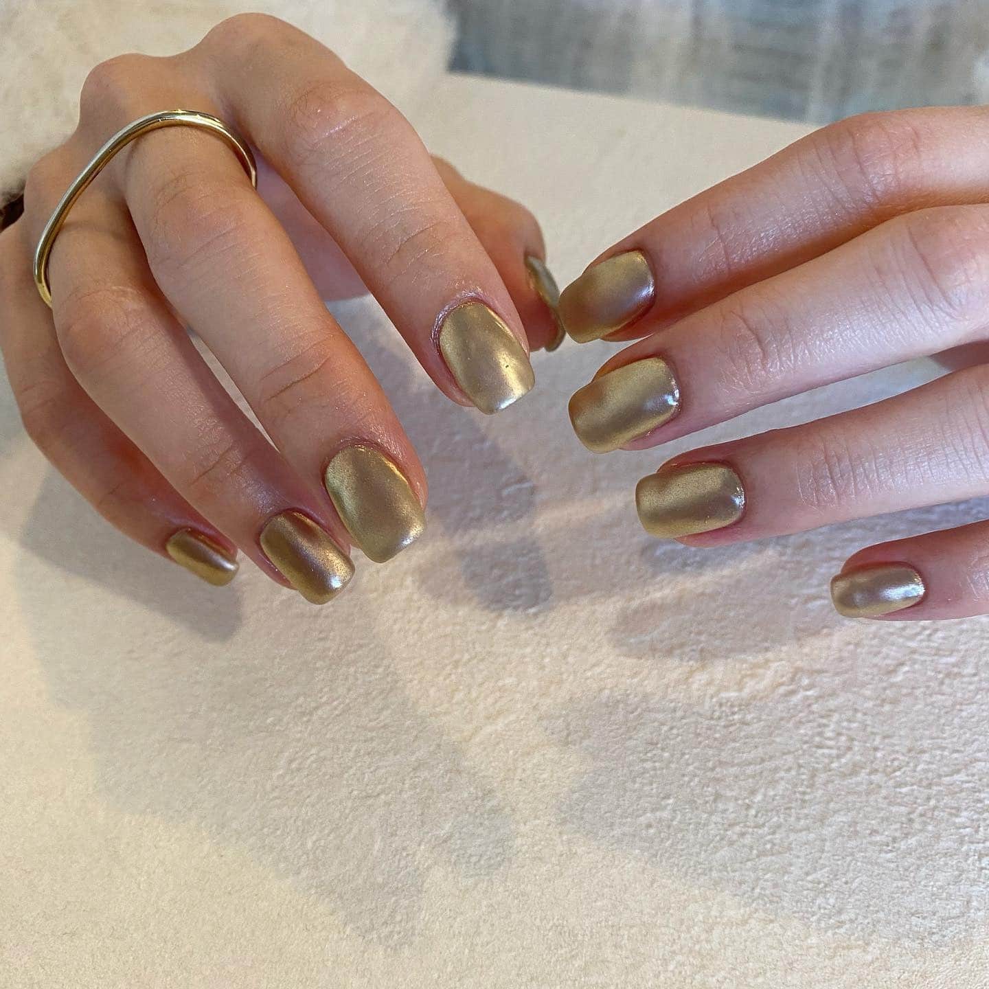 1. Matte Metallic Gold Square Nails - gold nail ideas