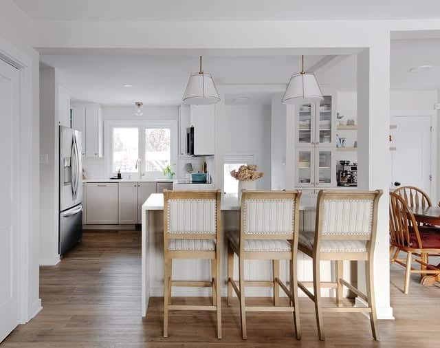 3. Soft White and Warm Oak Family Kitchen - open concept kitchen ideas