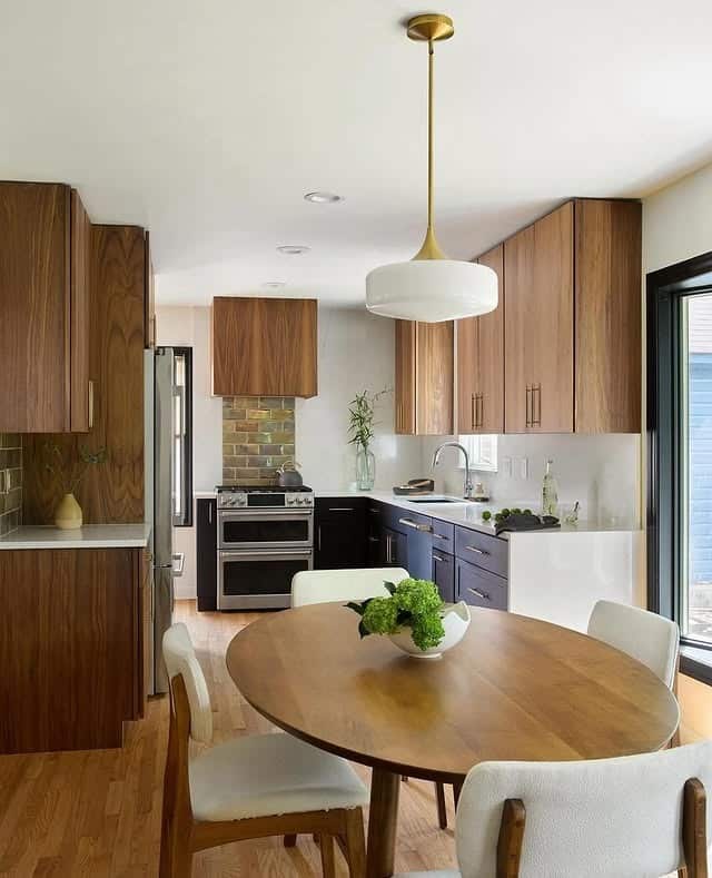 6. Mid-Century Walnut and White Kitchen Design - open concept kitchen ideas