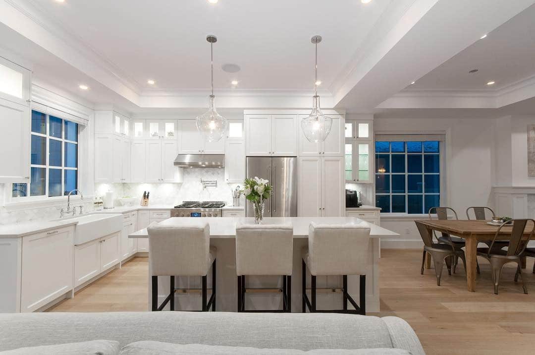 14. Bright White Transitional Open Concept Kitchen - open concept kitchen ideas