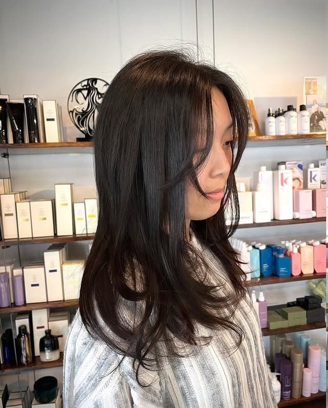 15. Long Face-Framing Layers with Espresso Brown Hair Color - Long Wispy Haircuts