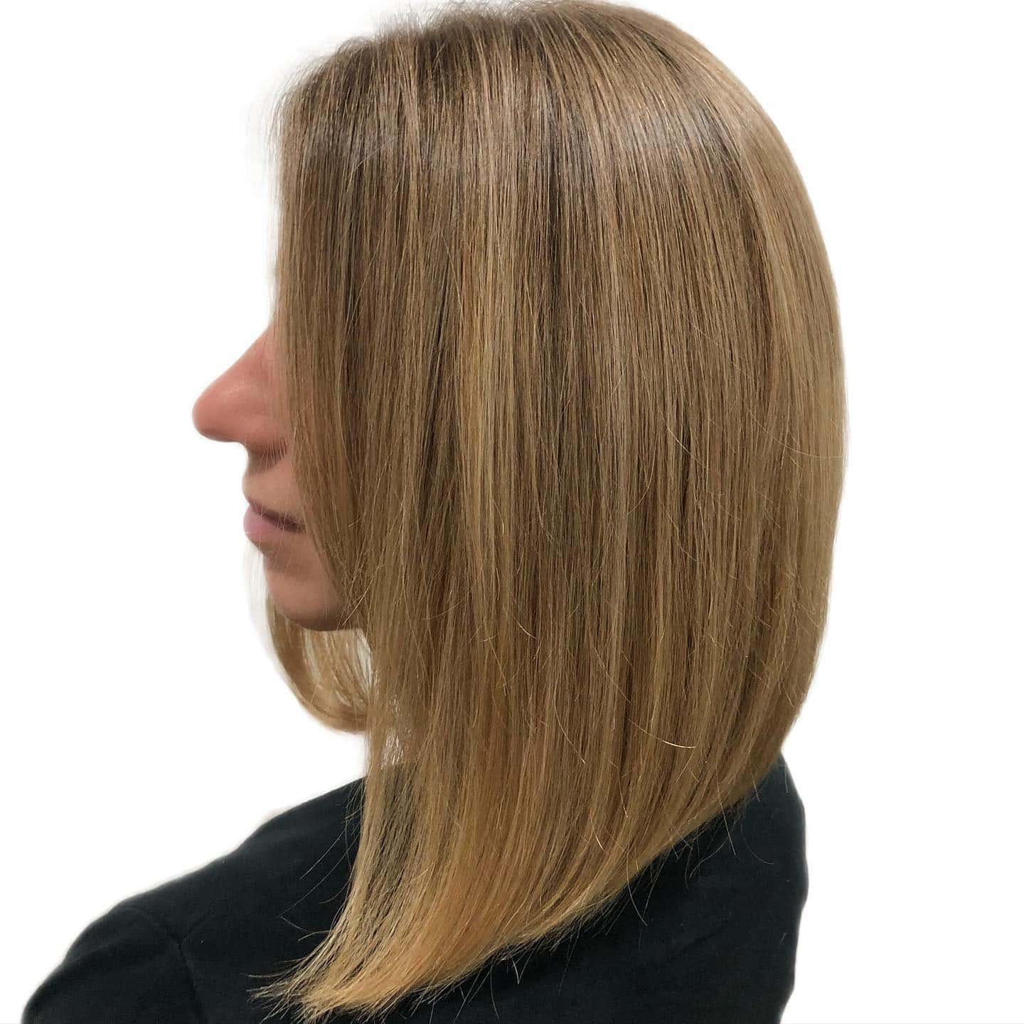 2. Soft Beige Blonde Angled Lob - Angled Lob Haircut