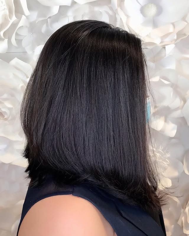 7. Classic Espresso Angled Lob - Angled Lob Haircut
