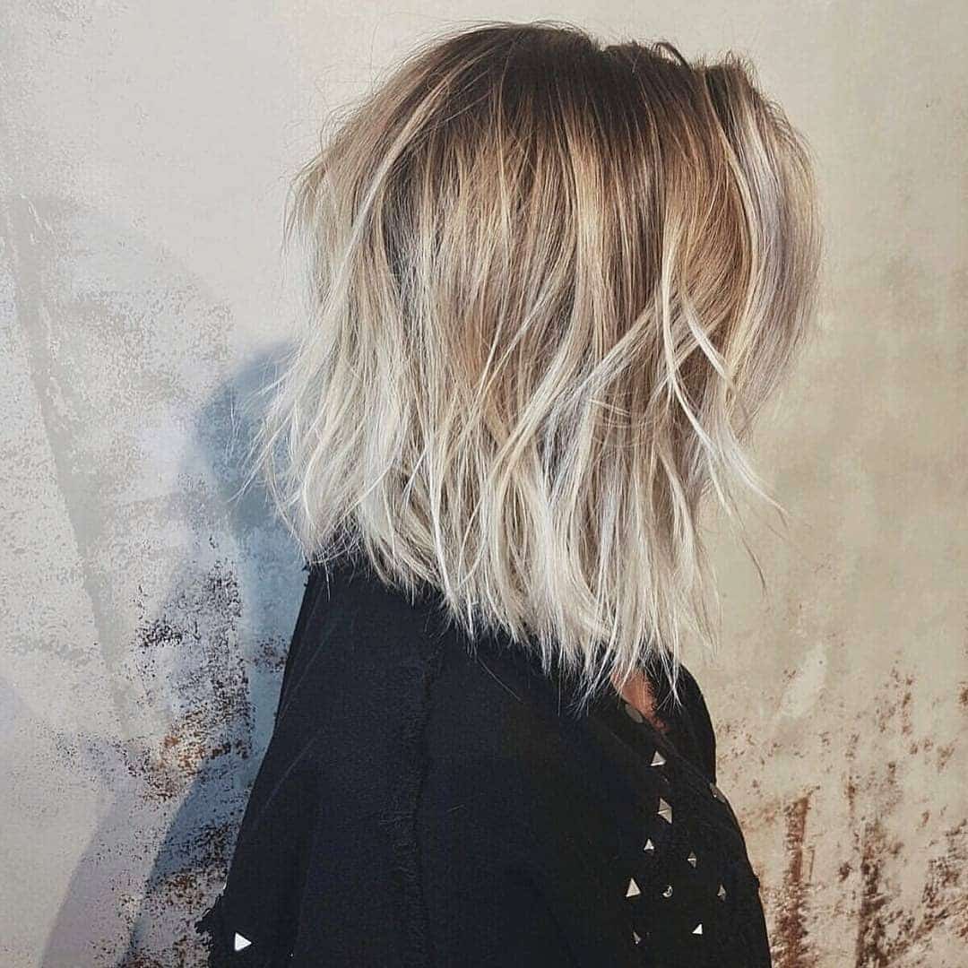 9. Tousled Rooted Blonde Angled Lob - Angled Lob Haircut