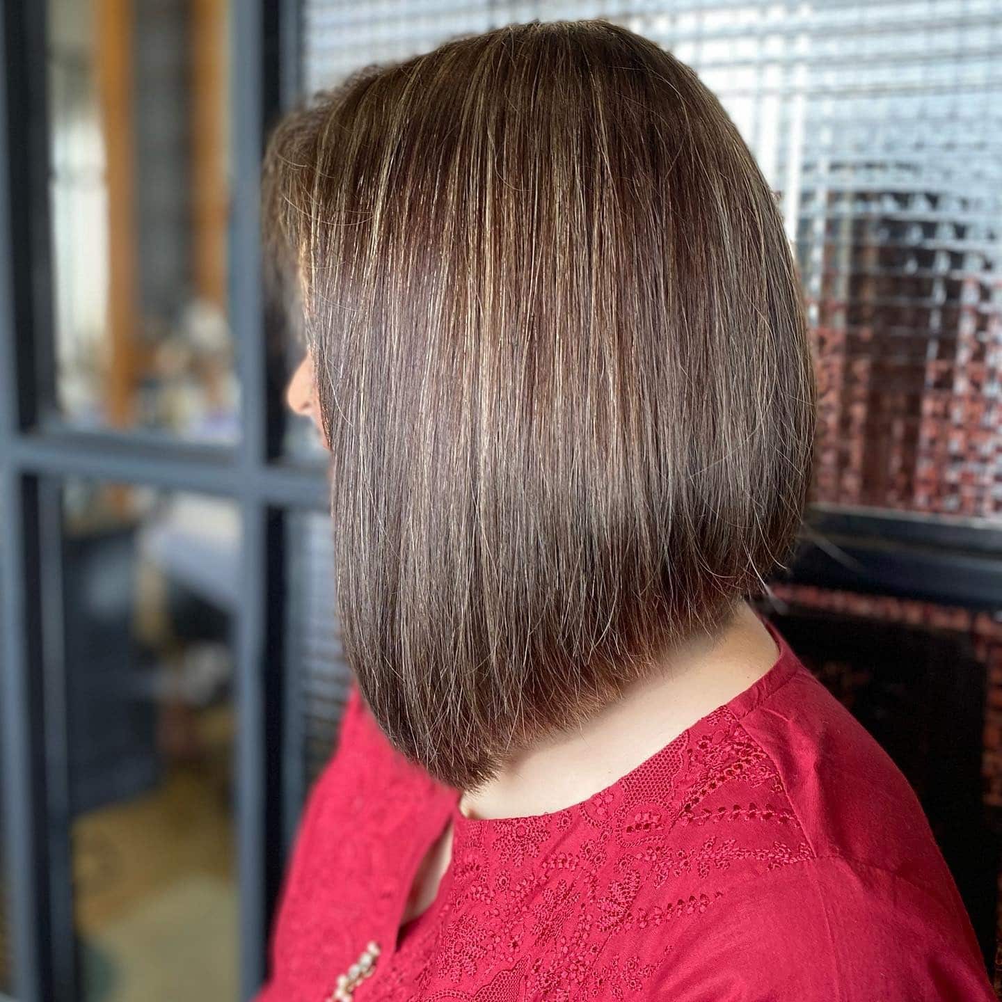 12. Sleek Mushroom Brown Angled Lob with Fine Highlights - Angled Lob Haircut