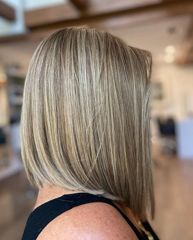 16. Cool Beige Blonde Angled Lob - Angled Lob Haircut