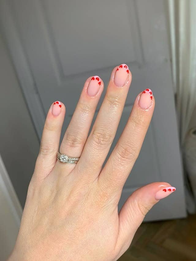 5. Minimal Red Heart Micro Nail Art - heart nail ideas