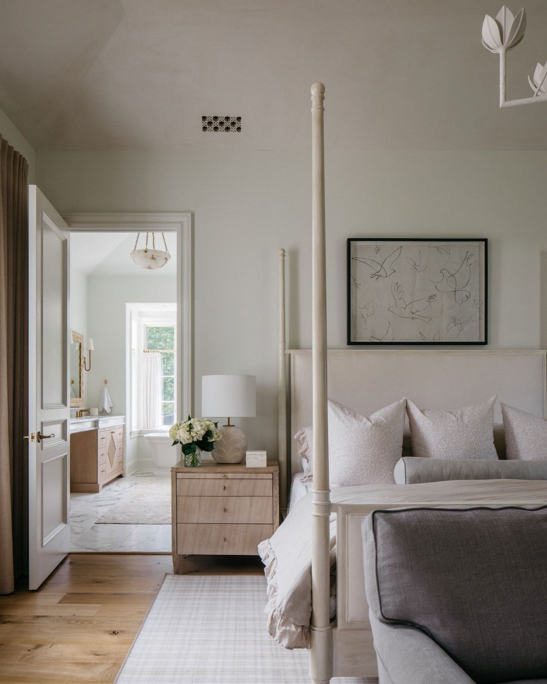 9. Light White and Gray Bedroom with Traditional Charm - white and gray bedroom ideas