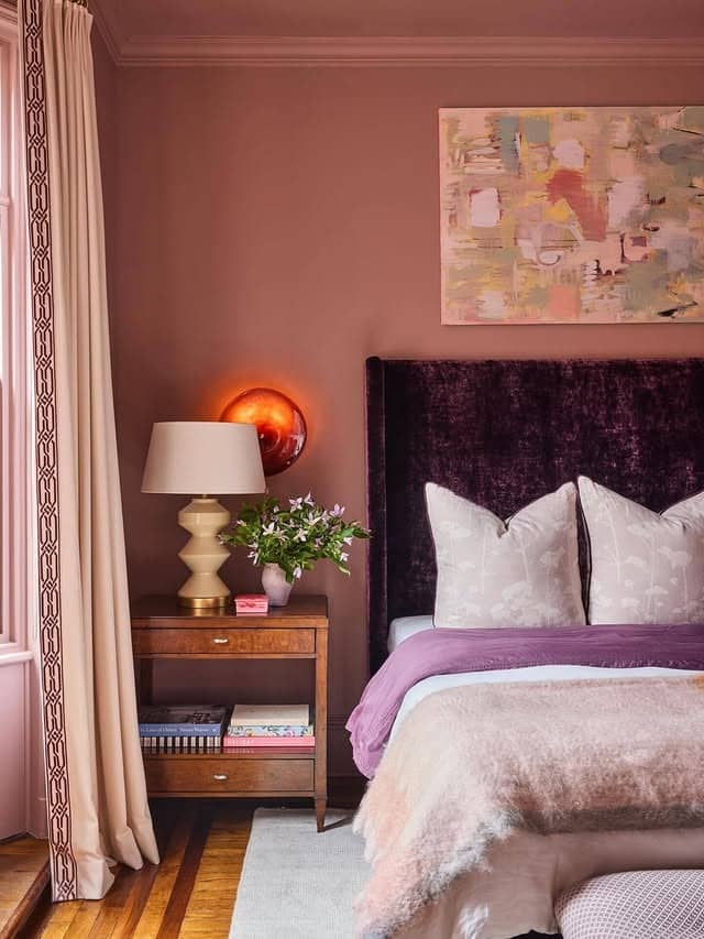 4. Mauve and Plum Luxury Bedroom with Layered Textures - pink and purple bedroom ideas