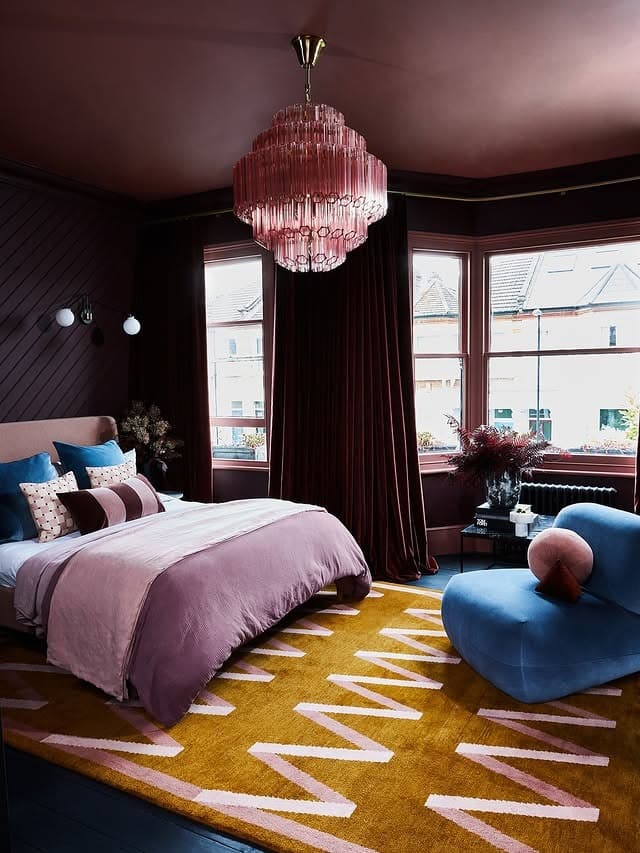 9. Moody Plum and Blush Bedroom with Bold Contrast - pink and purple bedroom ideas