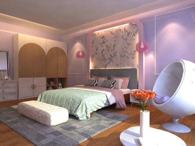 11. Soft Lavender and Blush Contemporary Bedroom Design - pink and purple bedroom ideas