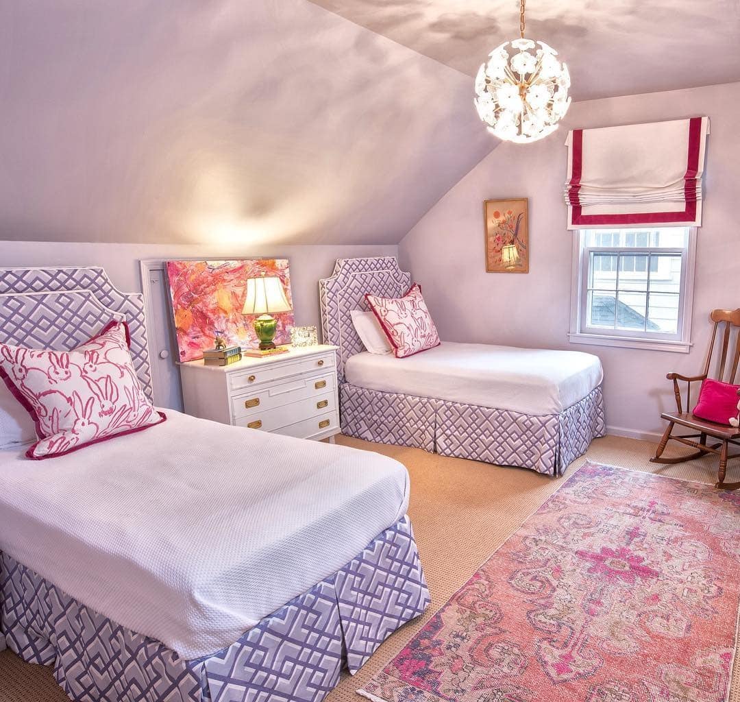 14. Lilac and Pink Attic Bedroom with Classic Charm - pink and purple bedroom ideas