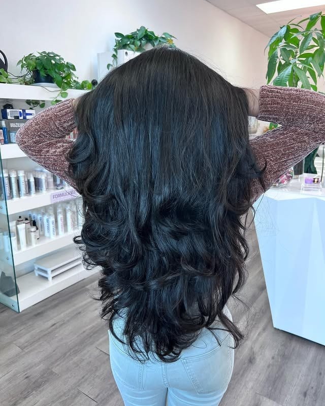 5. Extra Long Voluminous Layers with Soft Black Hair - Extra Long Layers