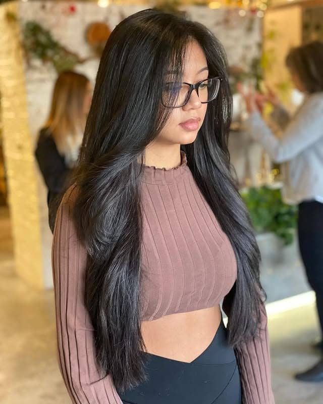 8. Extra Long Invisible Layers with Natural Black Hair - Extra Long Layers