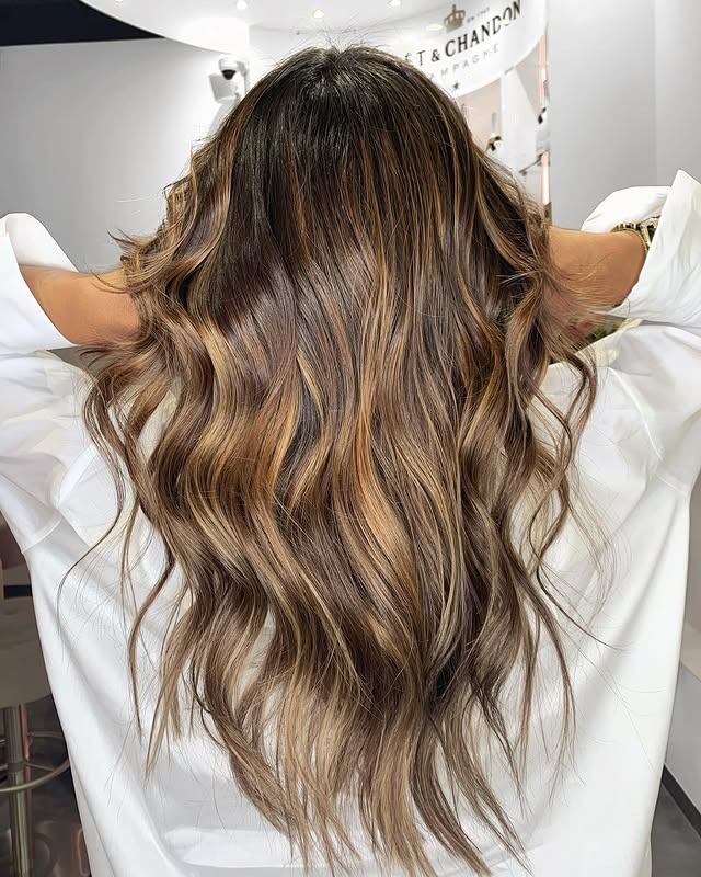 2. Dimensional Golden Caramel Ribbon Highlights - Golden Caramel Hair Color