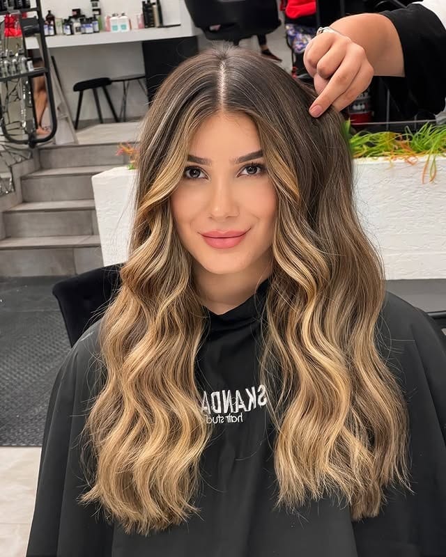 12. Golden Caramel Money Piece Waves - Golden Caramel Hair Color