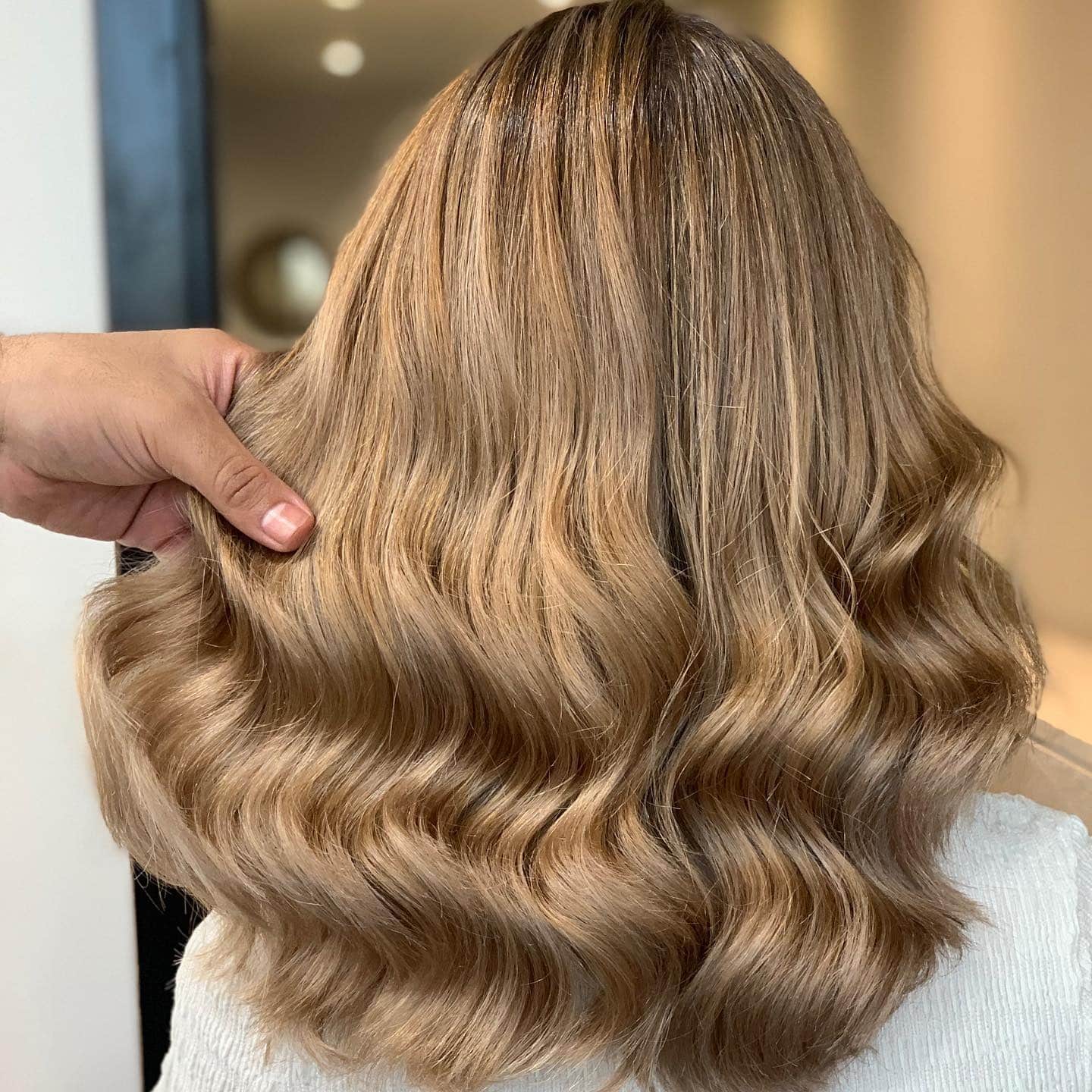 14. Golden Caramel Beige Lob - Golden Caramel Hair Color