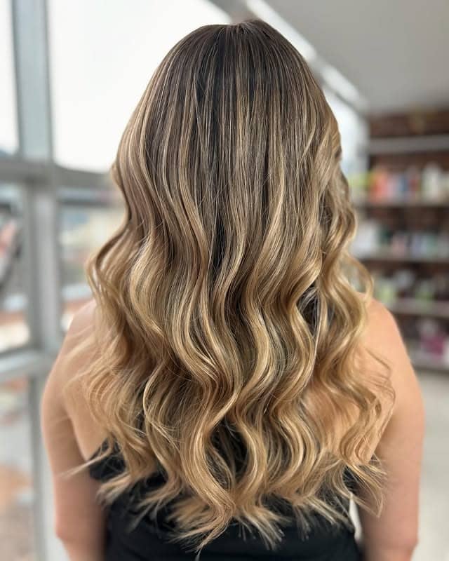 22. Golden Caramel Blonde Ribbon Waves - Golden Caramel Hair Color