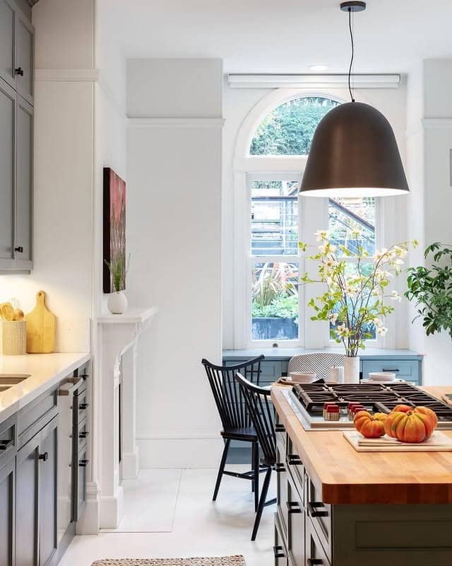 2. Soft Gray and White Transitional Kitchen Idea - cozy kitchen ideas