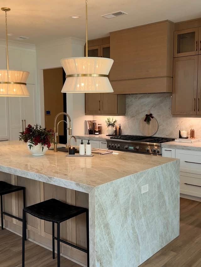 9. Taupe and Marble Luxury Kitchen Idea - cozy kitchen ideas
