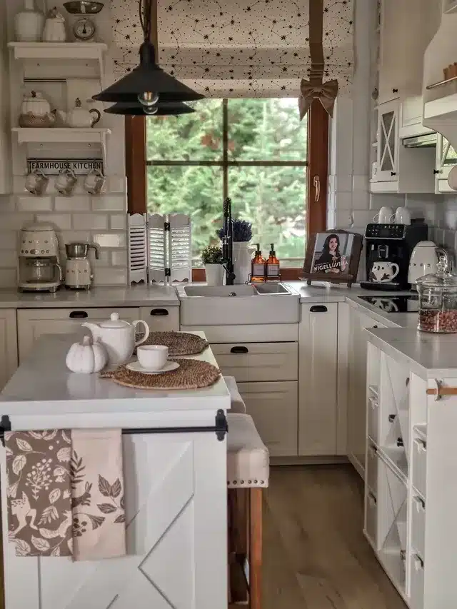11. Cream and Walnut Farmhouse Kitchen Idea - cozy kitchen ideas