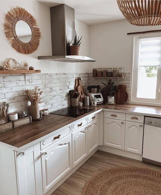 13. White and Rustic Wood Cottage Kitchen Idea - cozy kitchen ideas