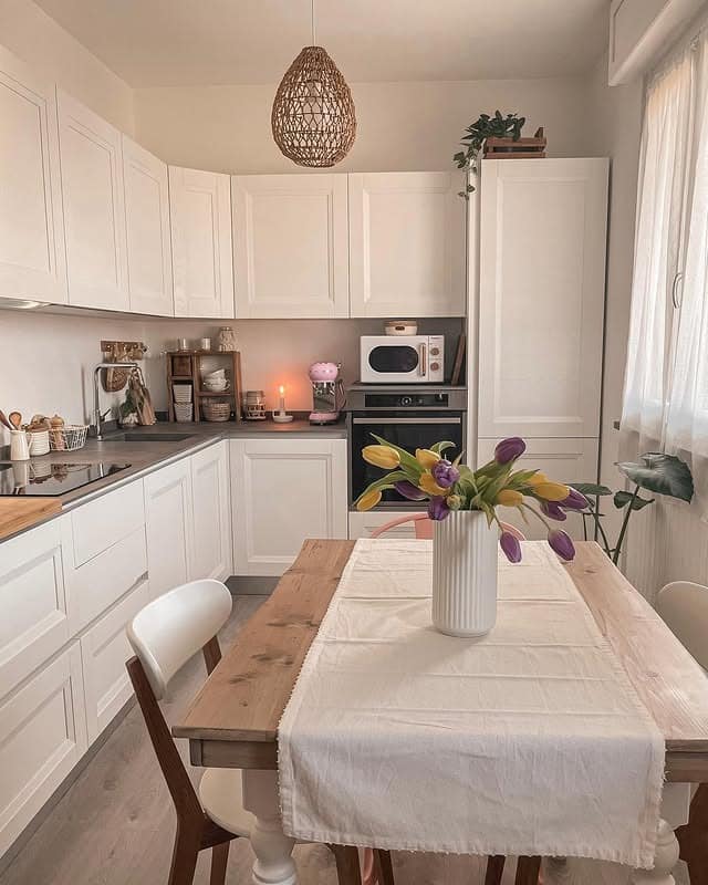 16. White and Light Wood Scandinavian Kitchen Idea - cozy kitchen ideas