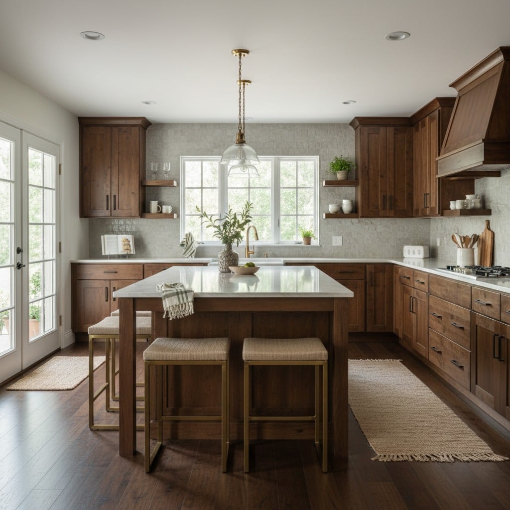 20. Rich Walnut and Warm White Kitchen Idea - cozy kitchen ideas