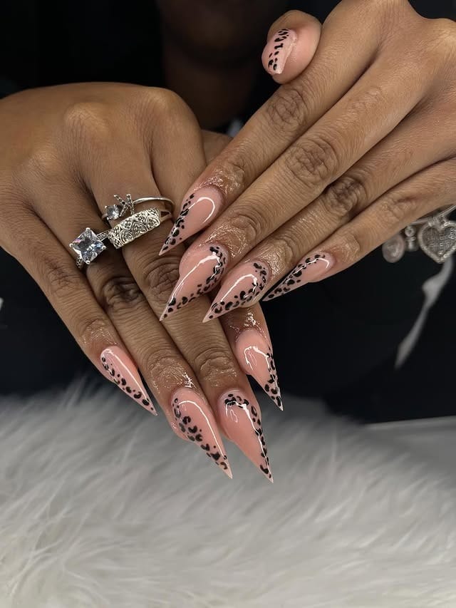 6. Nude Leopard Print Stiletto Nails - stiletto nail ideas