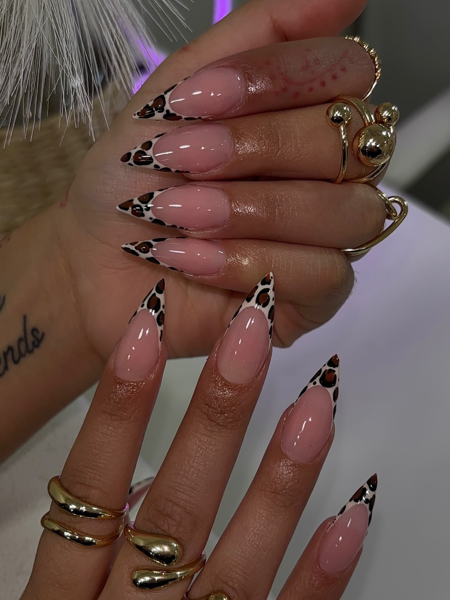 20. Leopard French Tip Stiletto Nails - stiletto nail ideas