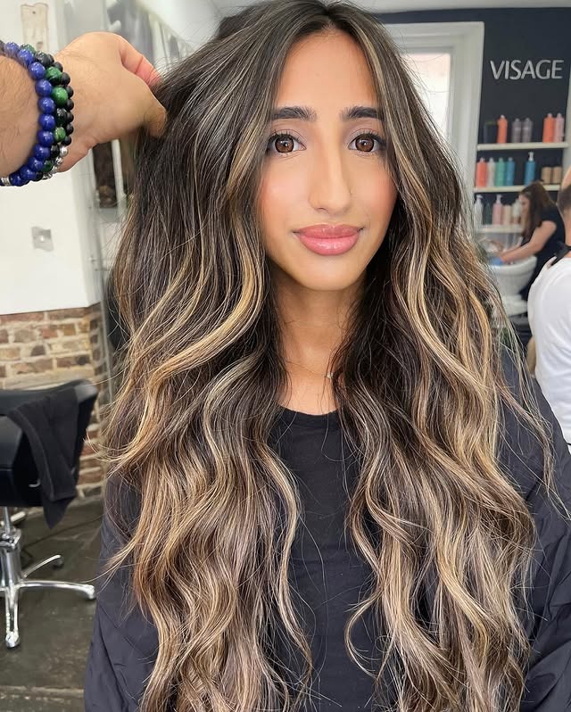 5. Dark Brunette with Caramel Honey Blonde Face-Framing Highlights - Caramel Honey Blonde