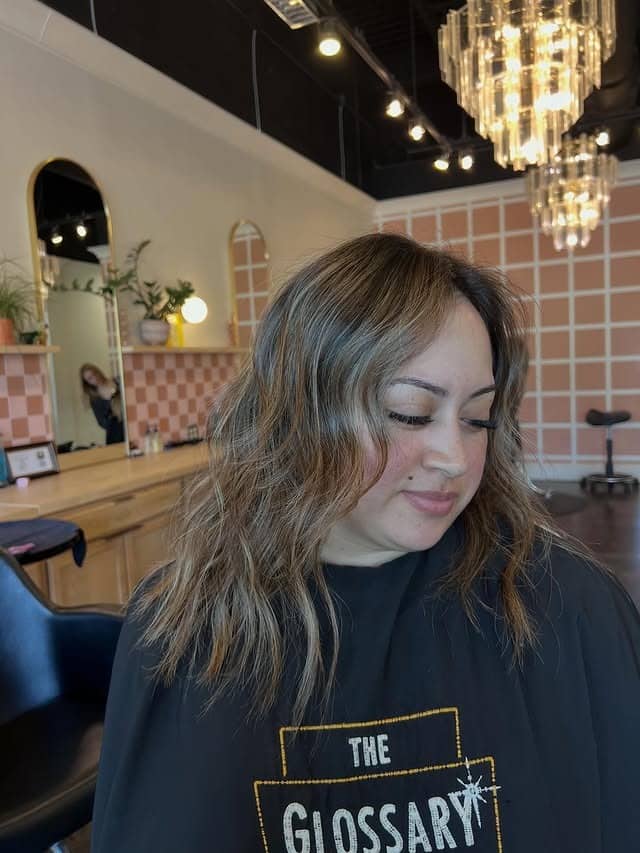 16. Textured Lob with Ashy Caramel Honey Blonde Highlights - Caramel Honey Blonde